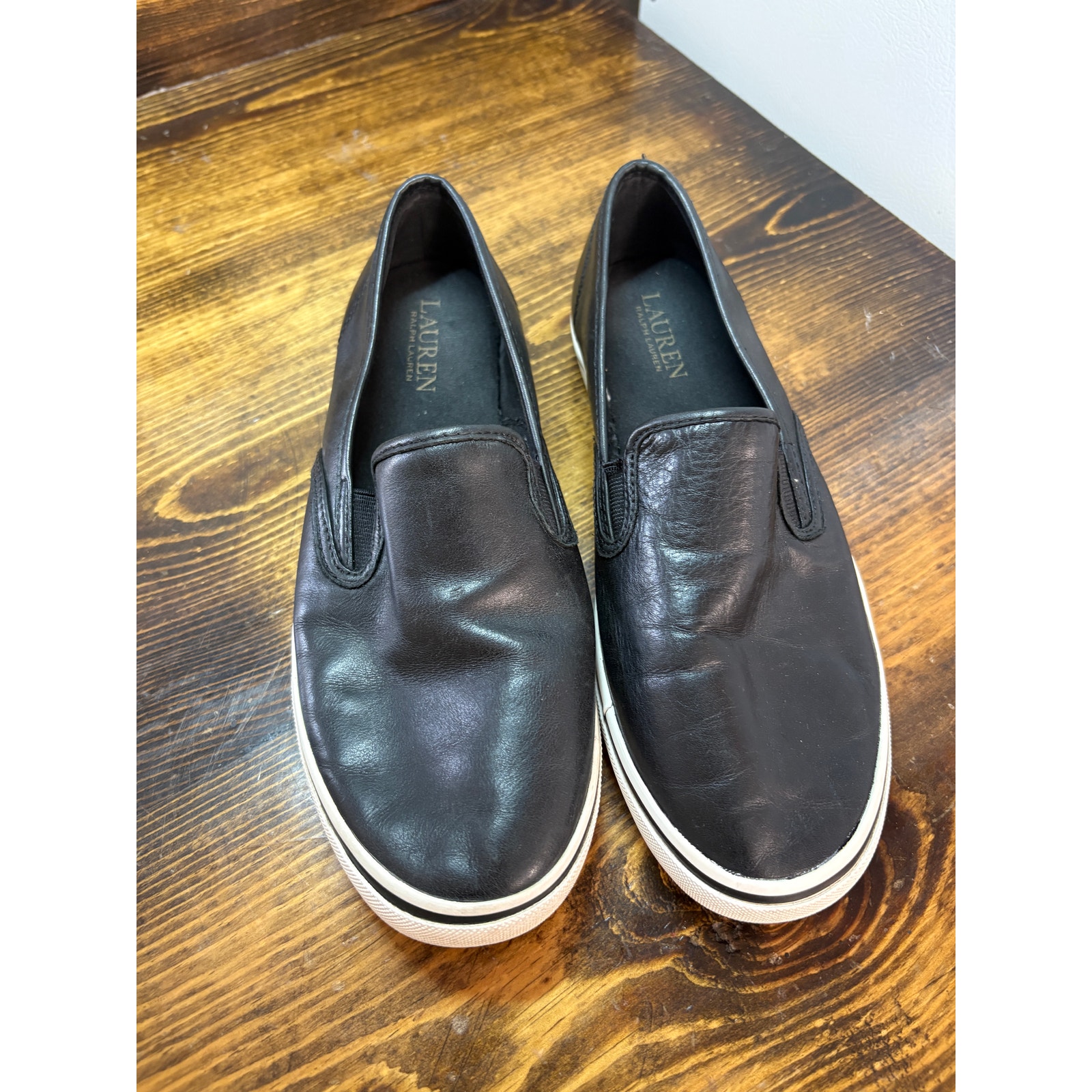 Lauren Ralph Lauren Black Slip On Sneakers Size 9